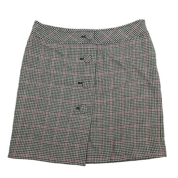 Ann Taylor Loft Windowpane Plaid Skirt Womens Size 4P 4 Button Side Zip - Picture 1 of 9